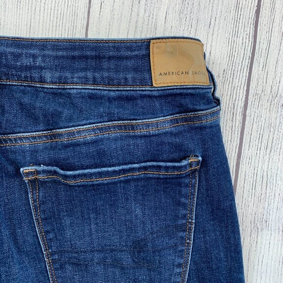 American Eagle Jeans sz 14 Hi Rise Skinny Kick Dark Wash Inseam 31" - Picture 9 of 13